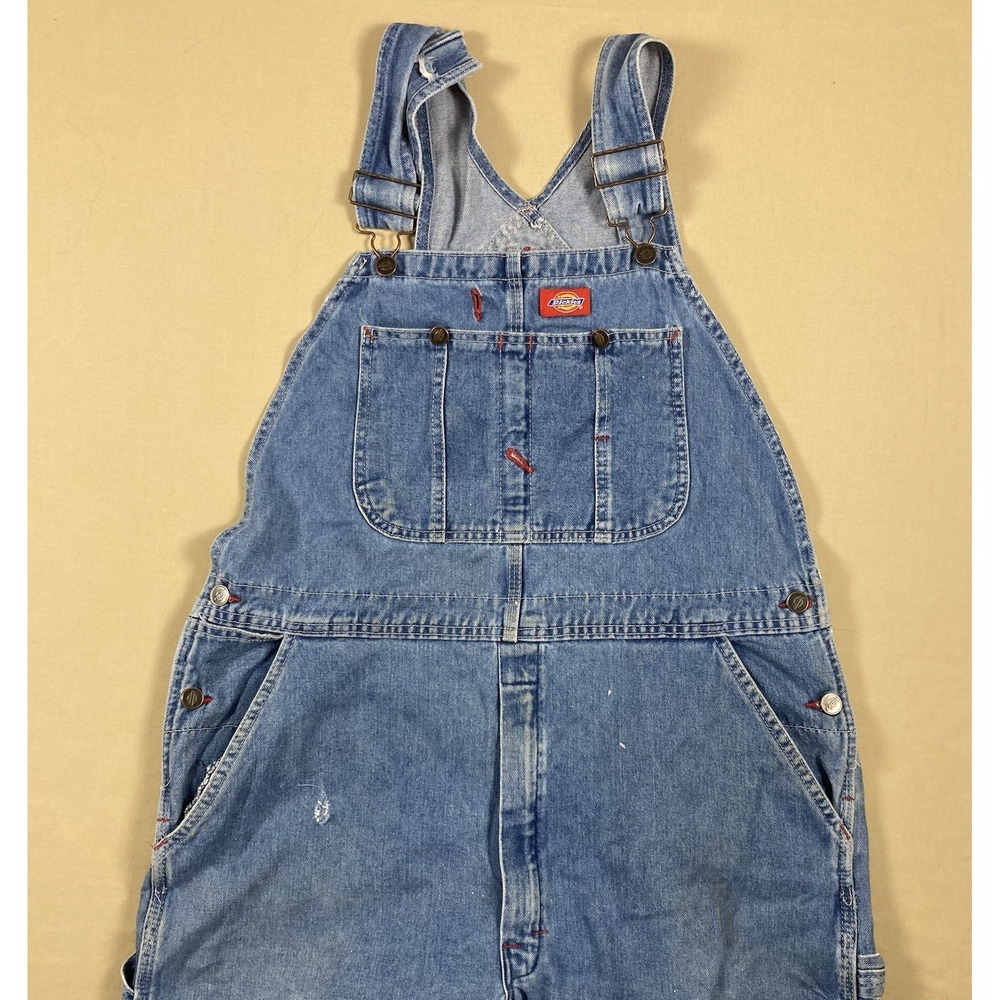 Dickies Bib Overalls Mens 36x29 Blue Denim Carpenter Rancher Farmer Tag 36x30